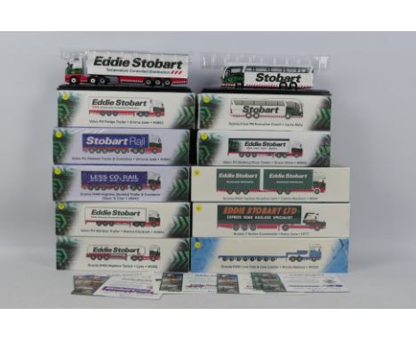 Atlas - Eddie Stobart - 10 x trucks in 1:43 scale including Scania T114L Kerry Jane # H777, Scania R560 Low Loader Nicola Mel