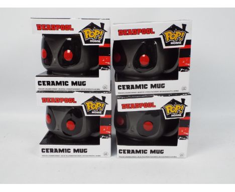 Unused Retail Stock - Four boxed Funko Deadpool Ceramic Mugs, grey, contained in original shipping box. (This does not consti