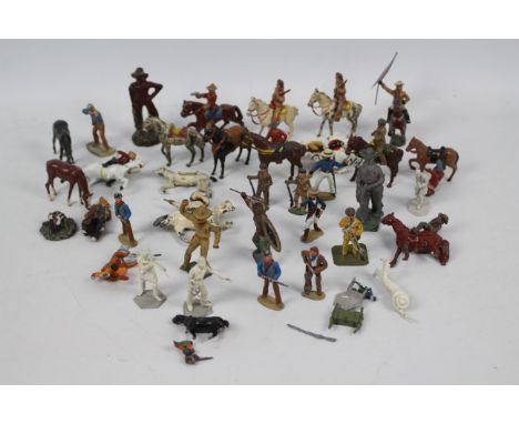 Timpo - Britains - Others - Over 30 Western themed metal figures by various manufacturers. Lot includes Buffalo Bill with fla