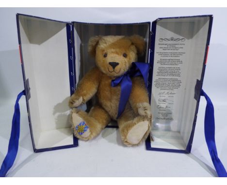 Merrythought - A boxed limited edition Diamond Jubilee Bear. The jointed mohair bear is approximately 43 cm tall, and is a li