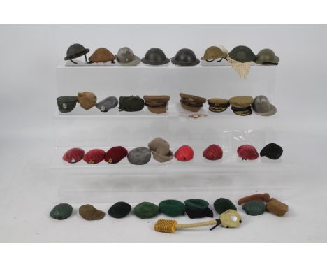 Dragon - DiD - 21st Century Toys - A loose collection of over 30, WW2 Allied 1:6 scale action figure hats, helmets, caps and 