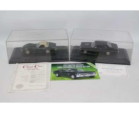 Danbury Mint - 2 x Chevrolet models in 1:24 scale, A limited edition 1969 Nova SS 396 in Black, number 94 of 1000 produced an