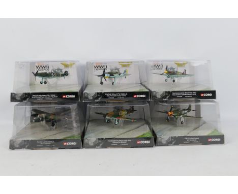 Corgi Aviation Archive - Six boxed 1:72 scale diecast model aircraft from the CAA 'WWII Legends' series. Lot includes AA32104