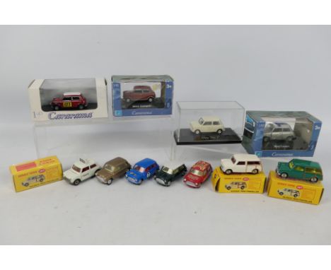 Corgi - Dinky - Hongwell - 12 x Mini models in 1:43 scale including three boxed Atlas Dinky Travellers # 197, four boxed mode