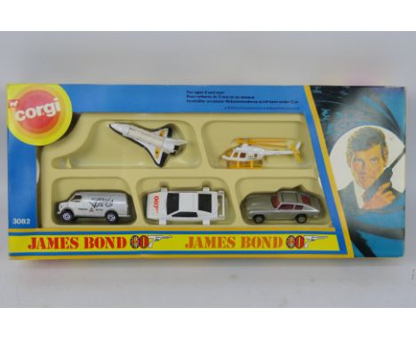 James Bond - Corgi Juniors. No. 3082 James Bond five piece gift set comprising Jaws van, Aston Martin DB5, Lotus Esprit, Moon