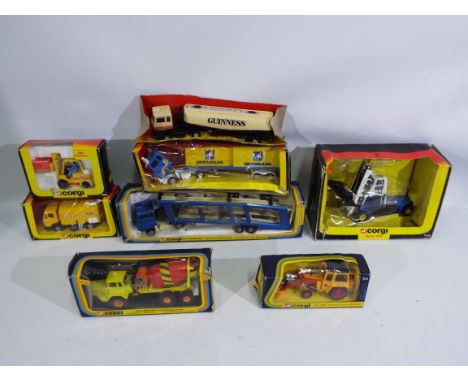 Corgi - 8 x boxed models including Ford Car Transporter # 1159, Ford Michelin Truck # 1108, Volvo BM860S Rapier Mixer # 1156,