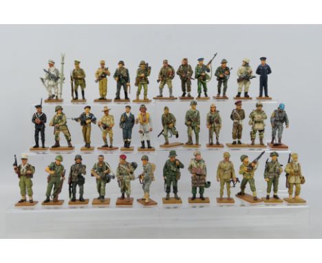 DelPrado - 35 x painted metal 20th century soldier figures including Warrant Office Blitzkrieg 1934, Naval Infantryman USSR 1