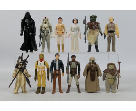 Star Wars - 12 x figures including Logray Ewok Medicine Man LFL 1983, Chief Chirpa LFL 1983, Han Solo 1980 LFL, Bossk 1980 LF