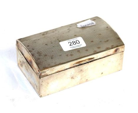 A George V silver cigarette-box, by Joseph Gloster Ltd., Birmingham, 1911, oblong, the domed hinged cover engine turned, wood