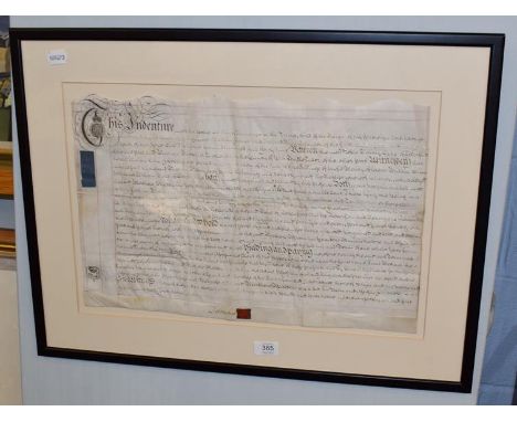 William, Duke of Devonshire - indenture relating to land in Wetherby, 1749, manuscript on vellum, signed 'Devonshire' with se