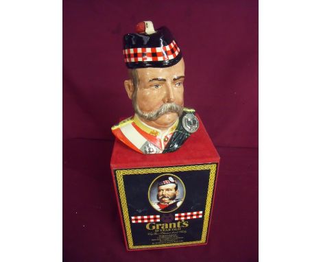 Cased Grants 25 Year Old Royal Doulton character jug decanter set 