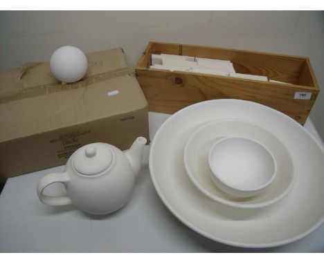 Large selection of ceramic blanks 'Suitable for painting and firing' including various bowls, teapots, Christmas bulbuls etc 