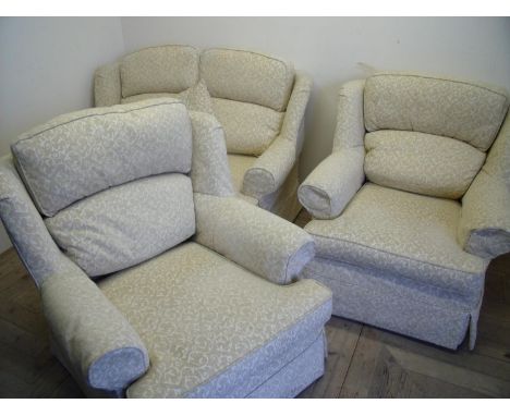 Three piece wingback suite comprising of two seat sofa and a pair of matching armchairs 