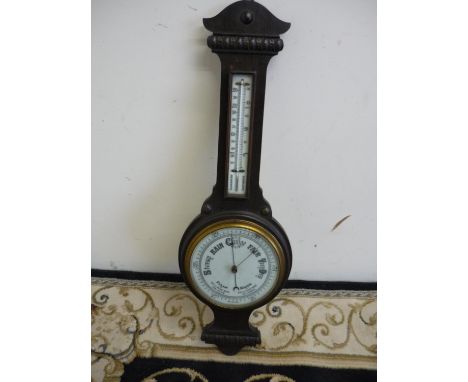 Early 20th C oak cased wall barometer 