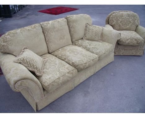 Large three seat sofa and matching armchair 