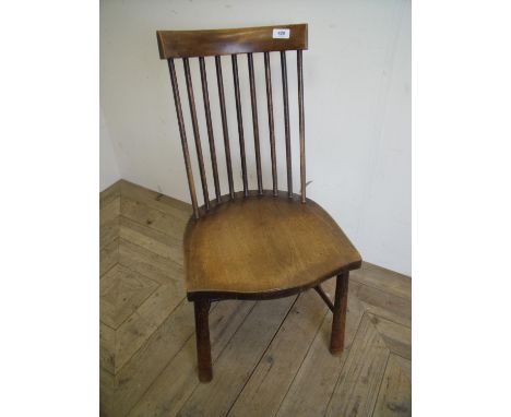 19th C beech stick back child's chair on H shaped under stretcher 