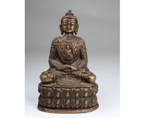 Chinese Bronze Seated Buddha. Height: 5.75 in.