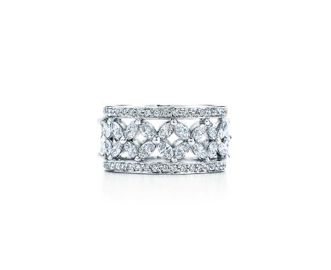 Tiffany &amp; Co. Victoria Sleeve Ring Diamond &amp; Platinum Ring. Having a mixture of both marquise and round brilliant cut