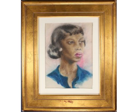 American School, WPA Era Portrait of a Woman. Pastel/Paper. Appears to be unsigned, has not been examined out of frame. Sight