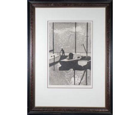 "Day's End" Harbor Scene, Signed Lissmore. Lithograph. Numbered (6/10) lower left. Titled "Day's End" lower middle. Signed an