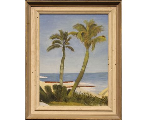 R. Sachs, 1961 Florida Coastal Painting. Dated lower left. Signed lower right. Sight size: 15 x 11.5 in. Overall Size: in.