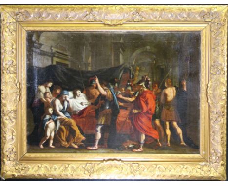 18th century painting of the "The Death of Germanicus". Oil on canvas old master painting. Sight size: 26.5 x 37.5 in. Overal