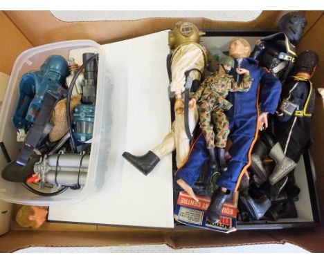 Boxed Palitoy Action Man multi terrain vehicle, an infantry support jeep and a large quantity of accessories, four in origina