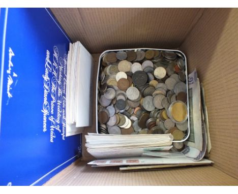 Various coins, banknotes and first day covers