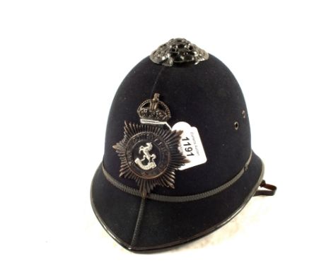 A Police helmet (Rose) with Kent plate, Kings crown (pre 1952)