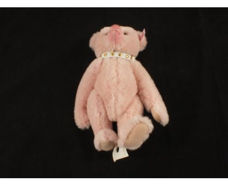 Boxed Steiff pink mohair bear 00435