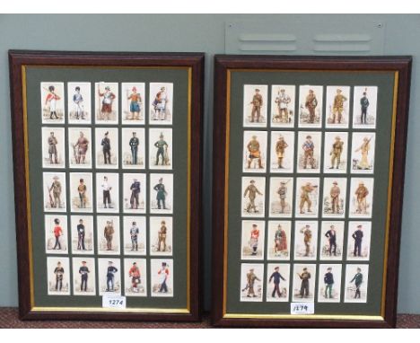 A set of fifty Players cigarette cards, Uniforms of the Territorial Army, framed and glazed