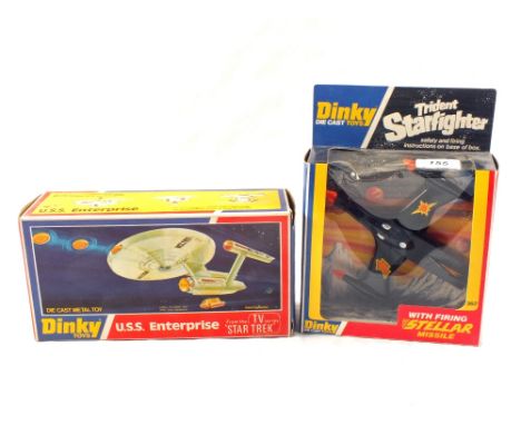 A Dinky No.358 U.S.S.Enterprise and a Dinky No.362 Trident Star Fighter