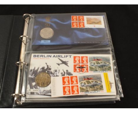 Booklets and PHQ cards 1998/9 including Berlin airlift coin first day covers and Prince of Wales 50th birthday coin
