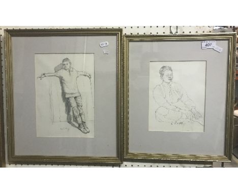 W R HAY "Study of a Boy" pencil signed centre bottom together with a further study of a boy by the same hand and a modern pri