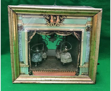 A 19th Century clockwork automaton as dancers in a theatre (possibly dancing "Le Jardin Animé" scene from "Le Corsaire" withi