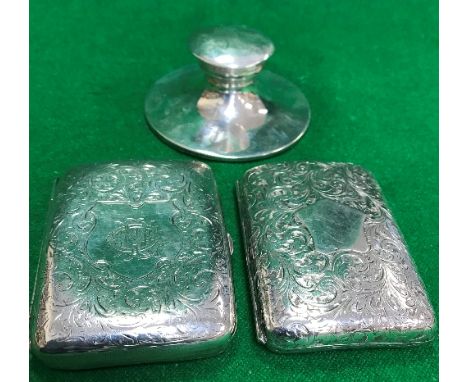 A silver cigarette case (by Pledge &amp; Sons, Birmingham 1897), engraved “LMC” (for L McDonald Chalmers), 3.07 oz, a silver 