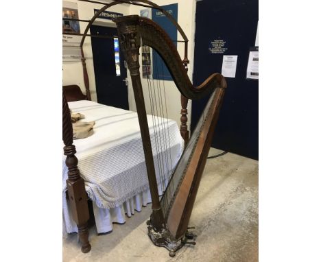 A 19th Century harp by Schwieso Grosjean &amp; Co makers N126 No.11 Soho Square, London, with giltwood and gesso classical st