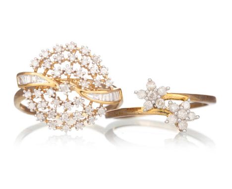 TWO DIAMOND RINGS, each in nine carat gold, size R 1/2Qty: 5.8g gross (2)