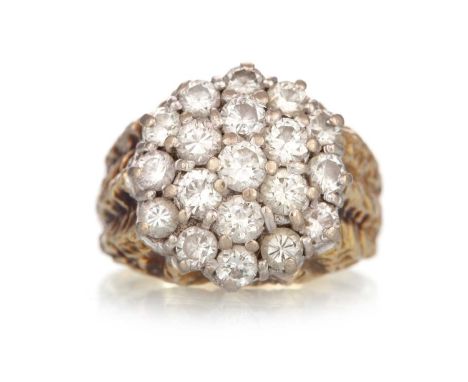 DIAMOND CLUSTER RING, of bombe form, the diamonds totalling approximately 2.00 carats, unmarked, size OQty: 13.2g