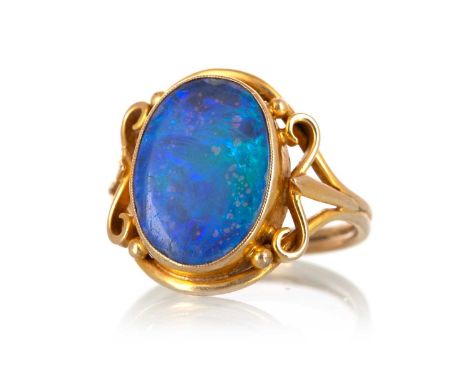 OPAL RING, unmarked, size P 1/2Qty: 4.3g