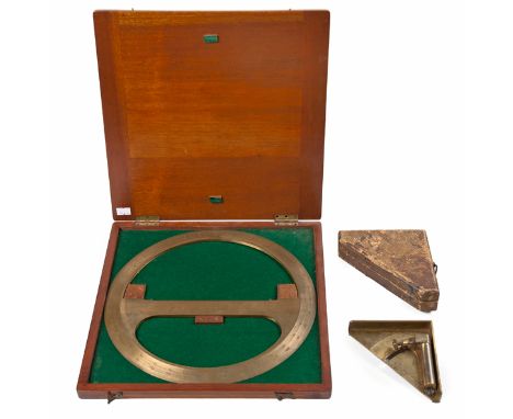  A Cased Cooke Troughton And Simms Brass Circular Protractor, 19th Century engraved with the maker's name and degree division