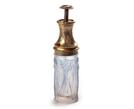  A Lalique 'Figurines Et Garlandes' Gilt-Metal Mounted Frosted And Blue Patinated Glass Atomizer Scent Bottle, Circa 1930  th