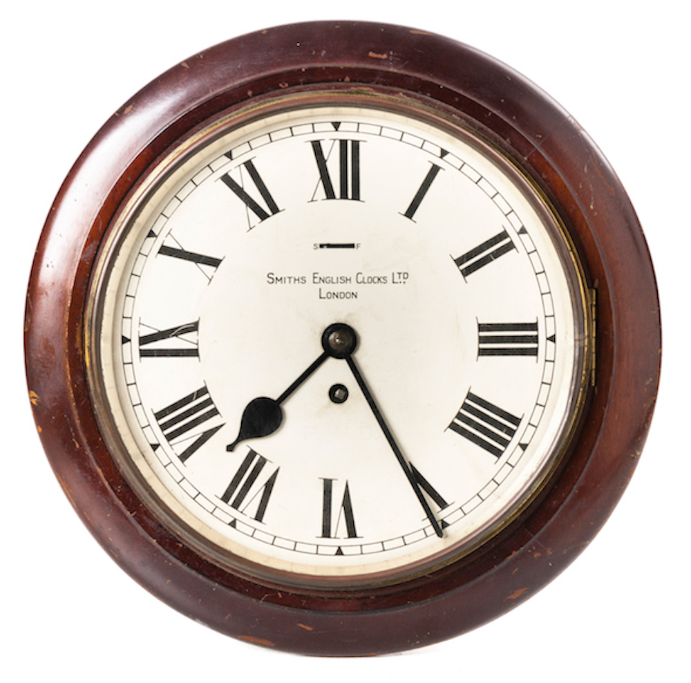 A Smiths Astral English Railway Clock the 23cm dial with Roman numerals ...