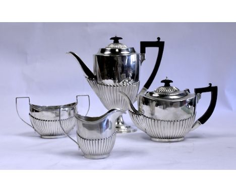  An Assembled Four-Piece Silver Tea And Coffee Set, Various Makers, Sheffield And Birmingham, 1910-1938 comprising: a coffee 