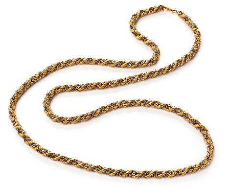  A Yellow And White Gold Necklace of rope chain design, 18ct yellow and white gold approximately 730mm length 