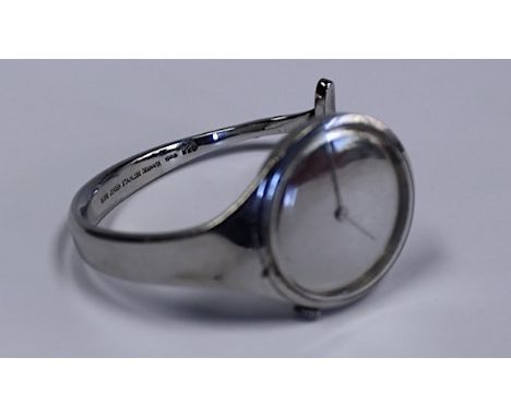  A Lady’s Georg Jensen Stainless Steel Wristwatch, Designed By Vivianna Torus manual, the plain silvered-dial with plain beze