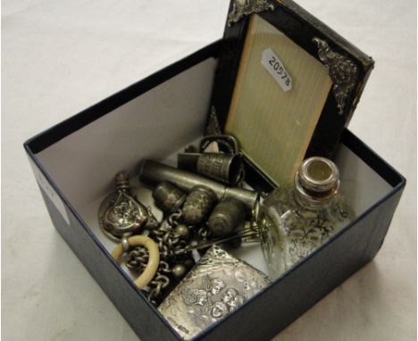 Silver thimbles, Art Nouveau silver cupboard, morning prayer book, silver overlay scent bottle, etc.