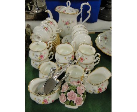 Royal Albert "Tenderness" tea service and teapot, cutlery, etc.