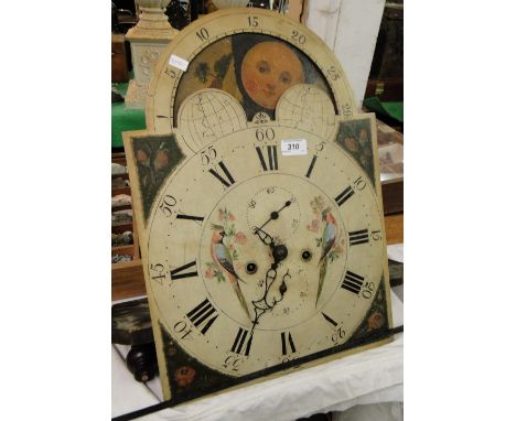 Antique 8 day longcase clock movement with painted dial and moonphase