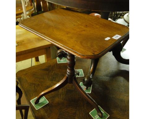 19th century mahogany tilt top table on pirouette tripod base